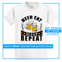 Personalised White Tee With Your Own Food & Drink Design Print On Front